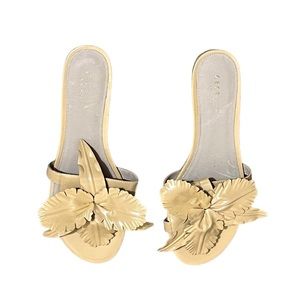 Cecelia New York Lila Hibiscus Leather Slide Sandals Sz 9